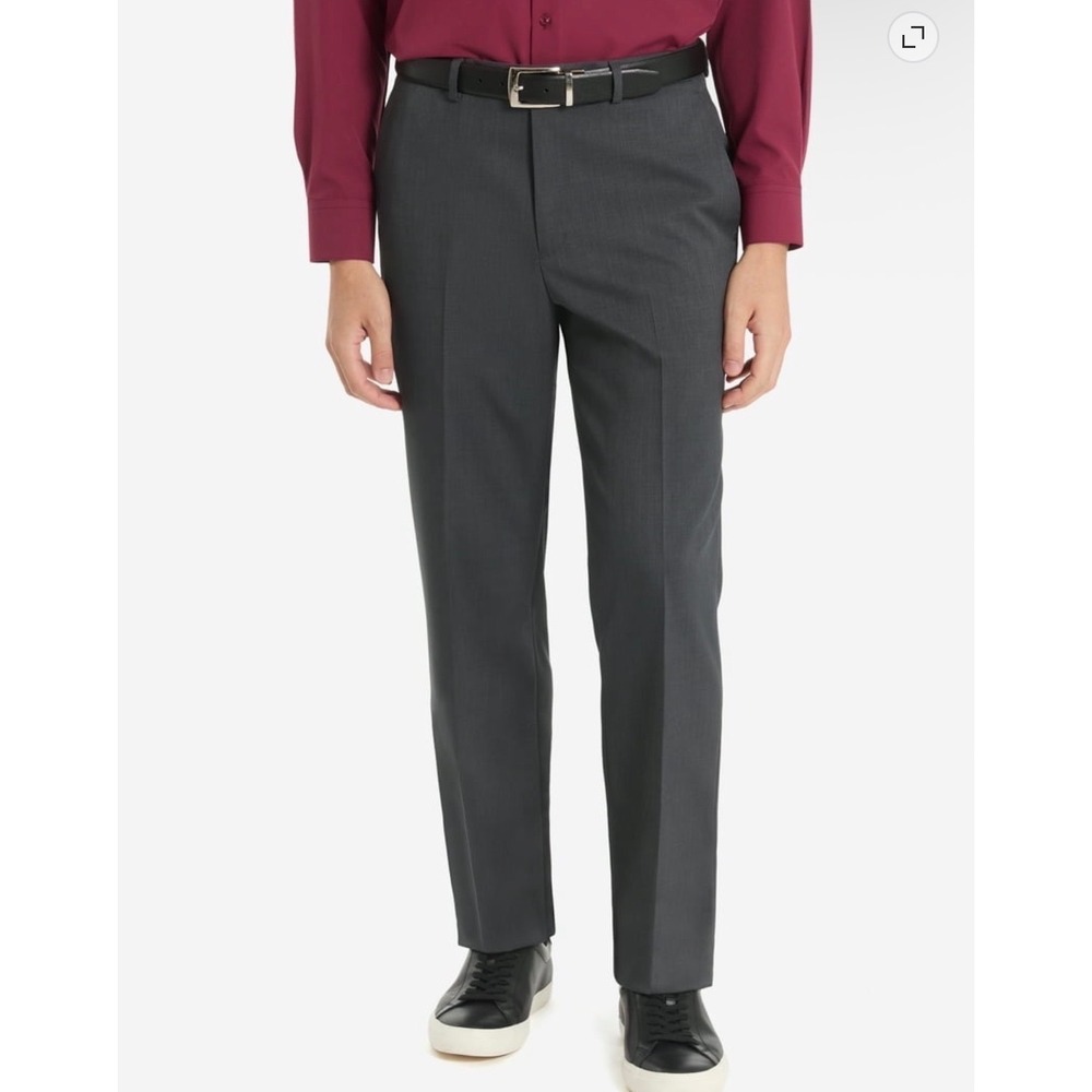 Chaps Dress Pants Mens 38x32 Charcoal NEW Regular Fit Performance Stretch Fagan